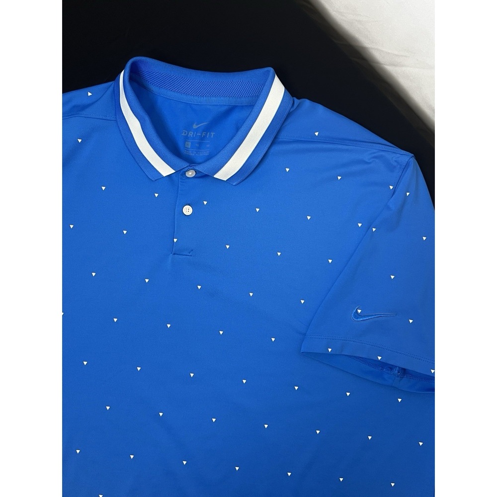 Nike Dri-Fit Men's Size‎ XL Blue White Short Sleeve Activewear Golf Polo Shirt